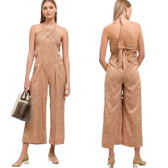 Tuckernuck Pants - NWT Tuckernuck Moon River Striped Tie Back Halter Jumpsuit Cooper Size XS